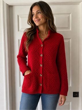 J. Jill Red Quilted Button-Front Cardigan XSP new with tags